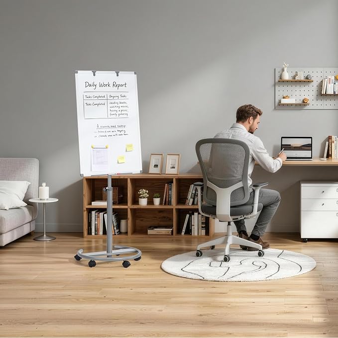 MAKELLO Rolling Whiteboard 3' x 2', Height Adjustable Dry Erase Board on Wheels, Mobile White Board for Office School Classroom Home Restaurant, Aluminum Frame, 36x24 in