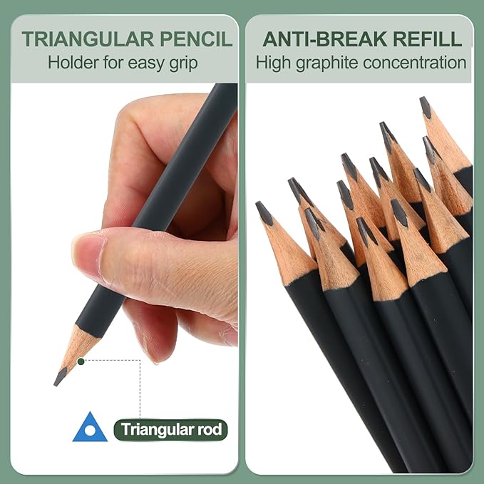 M&G Wooden Hexagonal Pencils, 24 Pcs 2B Pencils Graphite Round Pencils for Classroom Teacher Office Supplies, Grey