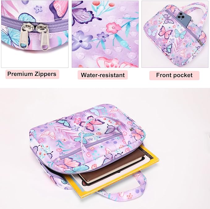 Octsky Bible Covers Bible Case Girls Book Carrying Case for Kids Scripture Church Bag Bible Protective with Handle Zippered Pocket (Butterfly Pink)