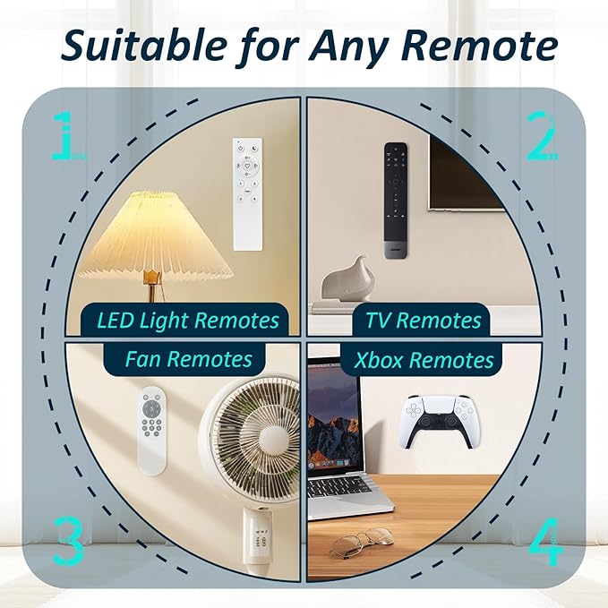 Magnetic Remote Control Holder Wall Mount Self-Adhesive, 6 Pack Upgraded Silicone Remote Organizer Storage Wall Holder for Home Office TV, Fan and Air Conditioner Remote Control 6 Black