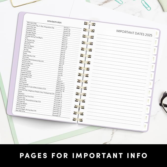 PAPERAGE 2025 Weekly & Monthly Spiral Bound Planner (Blush), 12 Month (January 2025 - December 2025), 5.5 in x 8 in, Weekly & Monthly Spreads, Includes Additional Note Pages & Trackers