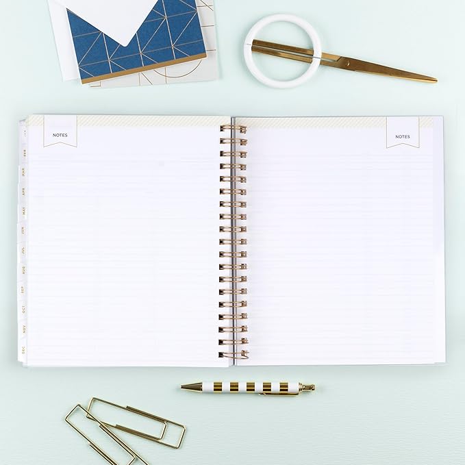 Blue Sky Day Designer 2024 Daily and Monthly Planner, 8" x 10", Frosted Cover, Wirebound, Navy Stripe (142098-24)