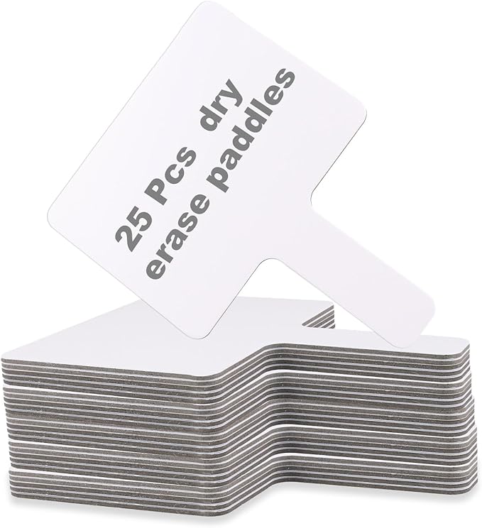QTLCOHD 25 Pack 5 x 7 Inch Dry Erase Answer Paddle, Hand Held White Boards for Students, Mini Double Sided Auction Paddles for Classroom, Teaching, Office