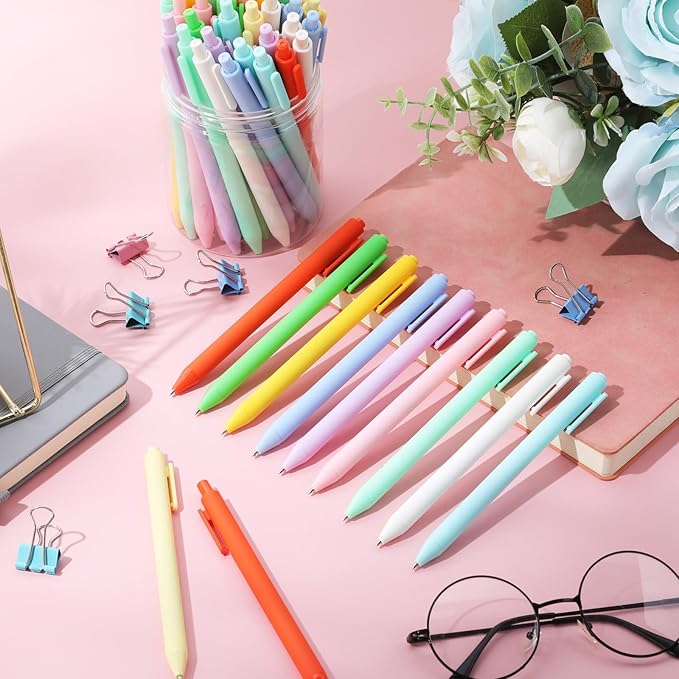 Crtiin 30 Pcs Gel Pens Bulk, 0.5mm Fine Point Black Ink Pens, Retractable Smooth Writing Quick Dry, Colored Aesthetic for School Office Journaling Teacher Appreciation Mother Day (Macaron)