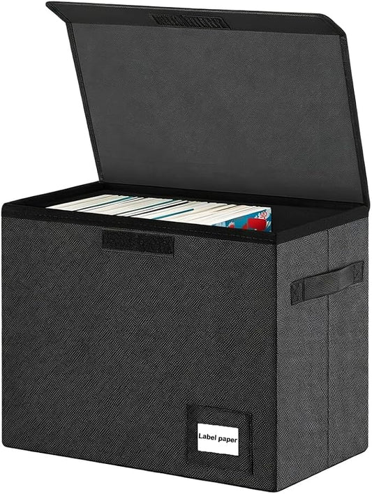 Comic Book Storage Box 15.5" X 7.5" X 11.3", Collapsible Holds 160-180 Comic Book Organizer Heavy Duty Comic Book Bin Container (1 pack, black)