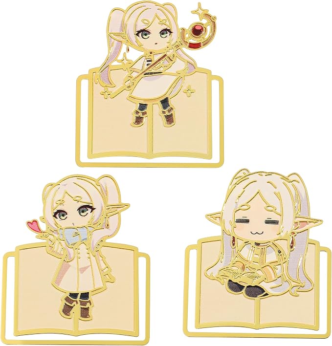 Anime Frieren: Beyond Journey's End Bookmark Stainless Steel Manga Fans Cartoon Fashion Student Scholar Learning Gift (Frieren-3PCS)