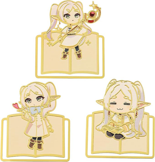 Anime Frieren: Beyond Journey's End Bookmark Stainless Steel Manga Fans Cartoon Fashion Student Scholar Learning Gift (Frieren-3PCS)
