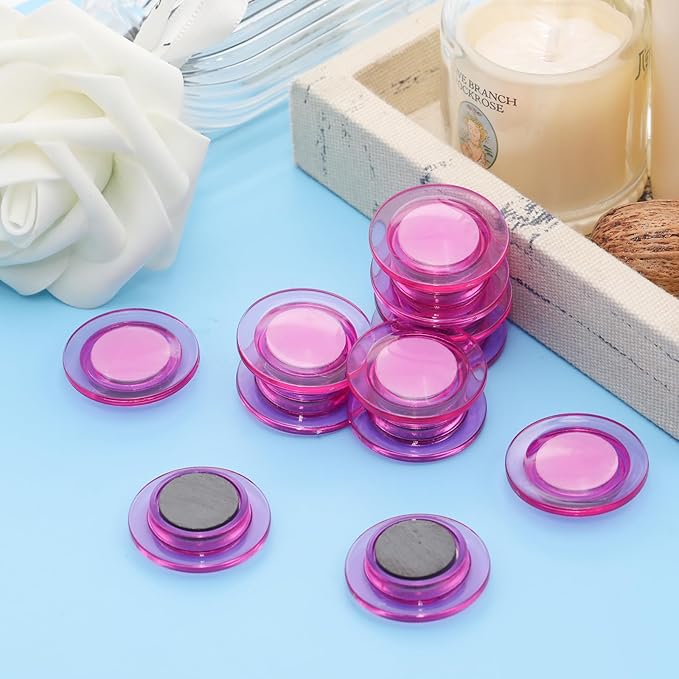48 Pcs Pink Round Magnets for Whiteboard,Round Small Magnets for School,Office,Home (1.2 Inch)