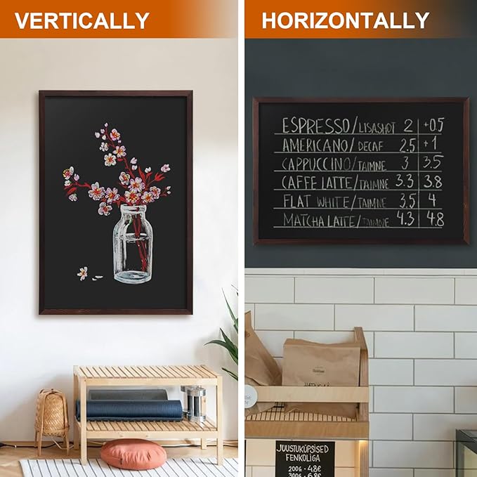 Comix Magnetic Chalkboard, 24 x 36 Inches Wooden-Framed Blackboard, Hanging Chalk Board for School Office Home and Restaurant Menu