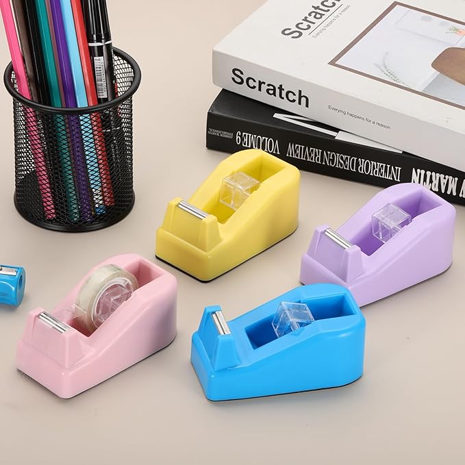 PATIKIL 2pcs Tape Dispenser Desk, Small Tape Dispenser Cute Desktop Dispenser, Rose Gold
