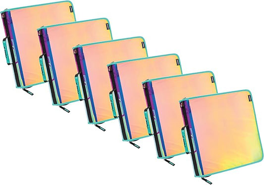 Case-it Iridescent Go Tab Zipper, 2" O-Ring with Removeable 5-Color tabbes, Expanding File Folder and Shoulder Strap and Handle, PS-440-VC-C, Pack of 6