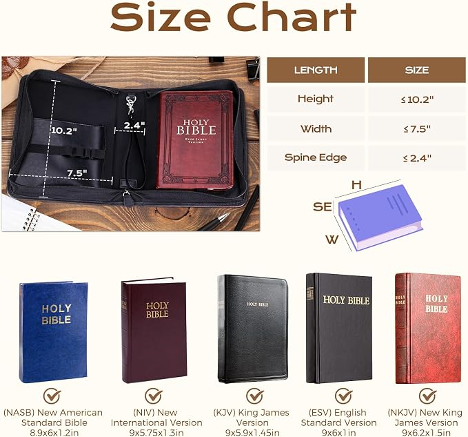 XKDOUS 20 Pcs Bible Cover Kit for Men Leather Book Carrying Case Church Bag Holder with Handle, Tabs, Pens, Study Supplies Christian Gift Father Day for Dad, Mom, Women, Friends