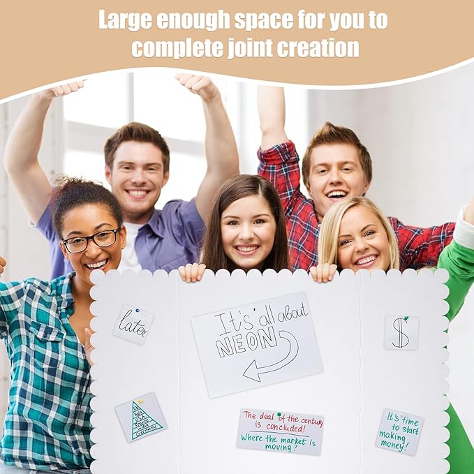 Outus 100 Pcs 24 x 36 Inch Trifold Poster Display Boards White for Science Fair Presentation Projects Photo Exhibition Display Tri fold Board Foldable Paperboard for School Supplies Bulk Business