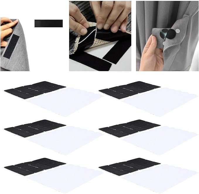 Oumefar 10 Sets Blackout Curtain Adhesive Strip Strong Fastener Tape Versatile Multiuse Adhesive for Home Office Nylon