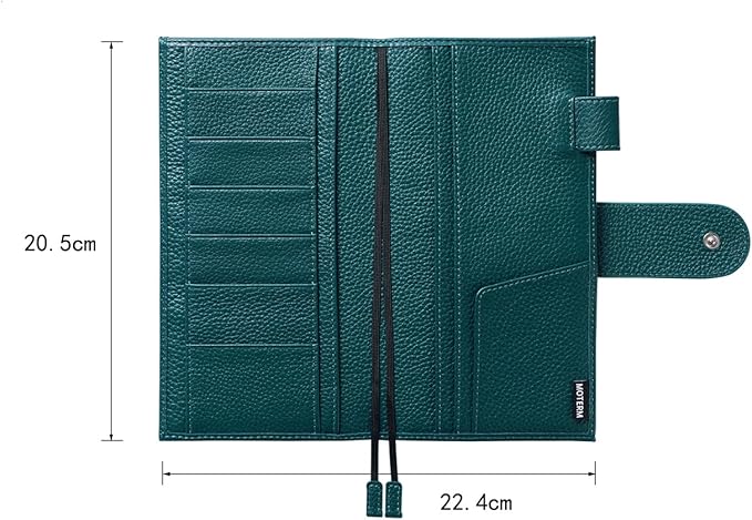 Moterm Leather Cover for Hobonichi Weeks - Fits Hobonichi Weeks/Weeks Mega, with Back Pocket (Pebbled-Deep Teal)