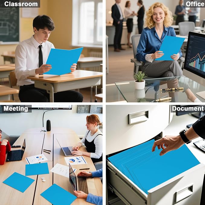 Folders with Pockets, LAYZZ 60 Pack Paper Pocket Folders, 2 Pocket File folders Fits Letter Size Paper, for School Office and Home (Light Blue)