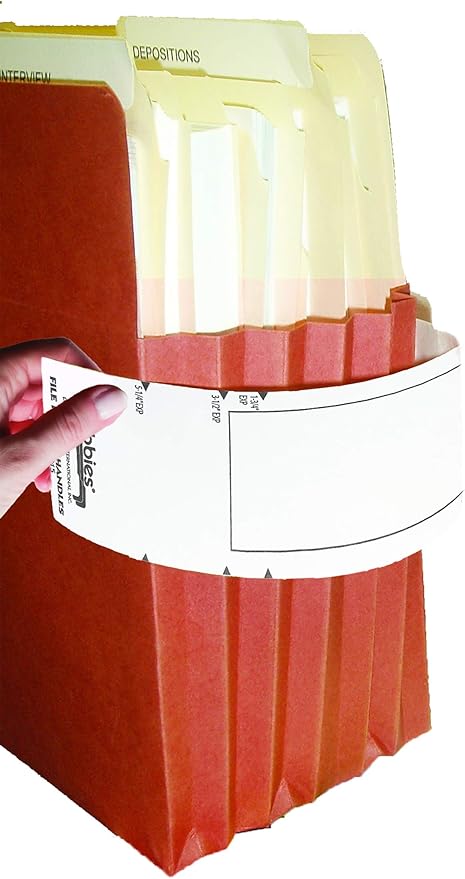 Tabbies File Pocket Handles, 9.63 X 2, White, 4/Sheet, 12 Sheets/Pack