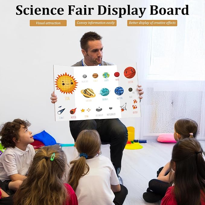 Ndsox 6 Pack 26" x 16" White Trifold Poster Board Medium Size Corrugated Tri Fold Project Poster Boards Science Fair Display Posterboards for Business Presentations, Event Displays, Art Exhibitions