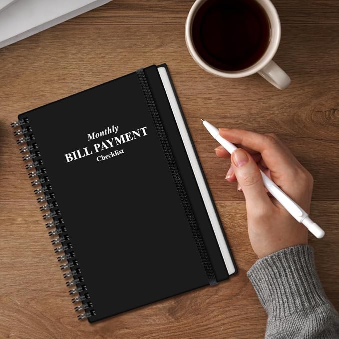 Monthly Bill Organizer - Monthly Bill Payment for Personal Budgeting Financial, Payments Checklist Organizer, 5.8" x 8.5", Black
