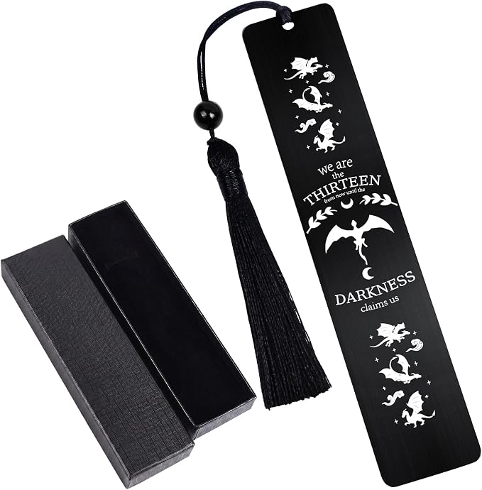 Fourth Wing Dragon Bookmark - Fourth Wing Metal Bookmark for Men Sword Flower Black Fantasy Adventure Novel Book Accessories Bookmarks with Pendant for Bookish Book Lovers Birthday Gift