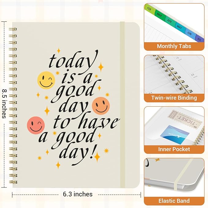 Academic Planner 2026–2027, Weekly & Monthly Calendar Planner, July 2026 – June 2027, Hardcover Agenda Book with Tabs, A5 (6.3" x 8.5"), Daily Organizer for Students, Teachers & School Supplies, Smiley Face (Jul 2026–Jun 2027)