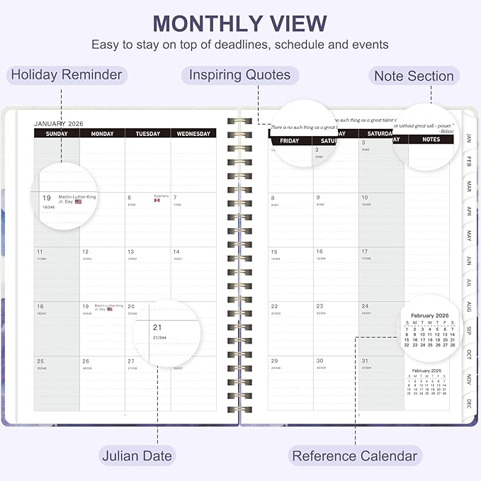 2026 Planner, Weekly and Monthly Calendar Academic Planning Book, Jan 2026 - Dec 2026, Agenda Calendar Planner for Office Supplies and Desk Accessories - A5 (6.3" x 8.5") (Mountain Mist)