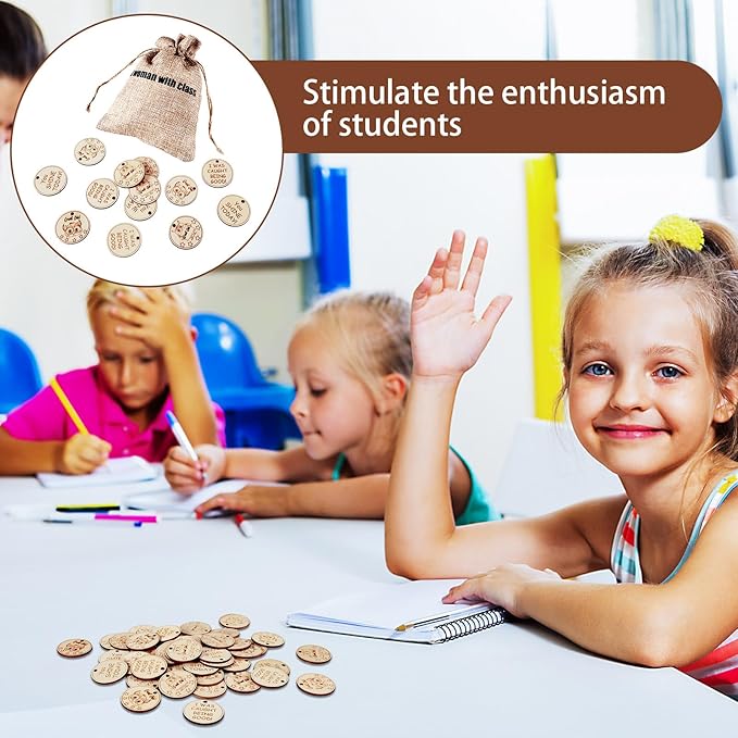 CypherX 50Pcs Wood Owl Tokens for Students Classroom Behavior Incentives Coin Back to School Gift for Teacher, Teacher Supplies for Elementary Preschool Kindergarten