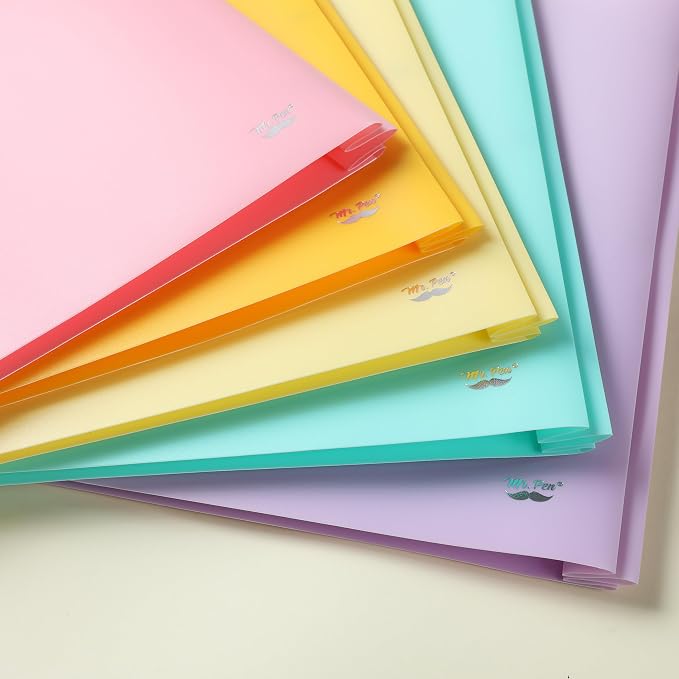 Mr. Pen- Plastic Folders with Pockets and Prongs, 15 Pack, Letter Size, Pastel Color, Flexible Plastic Folders with Prongs