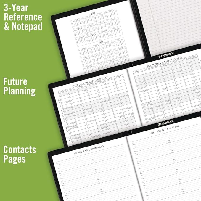 AT-A-GLANCE 2020 Monthly Padfolio, Planner, 9" x 11", Large, Executive, Black (7029005)
