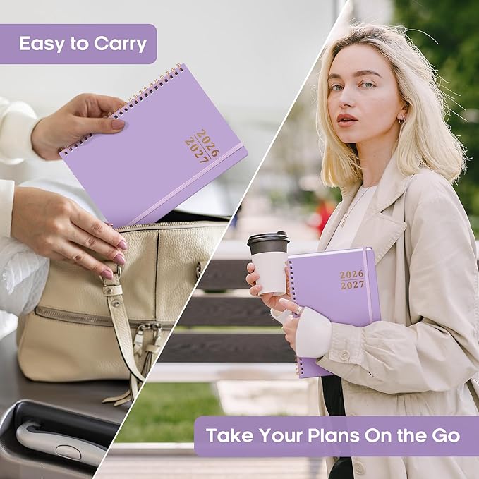 Academic Planner 2026-2027, Weekly and Monthly Calendar Planner Book, July 2026 – June 2027, Hardcover Organizer with Tabs, Perfect for Teachers, Students, Women & Men, A5 (6.4" x 8.5") - Lavender