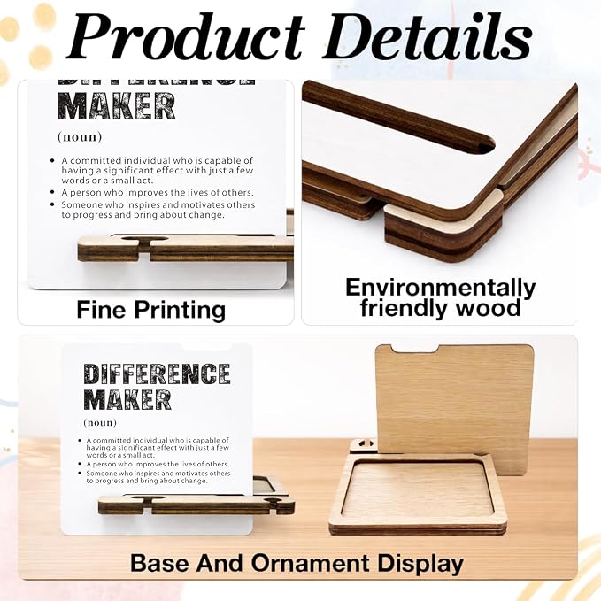 Difference Maker Appreciation Gifts for Teacher Coach Mentor Boss Leader Coworkers Employee Staff - Multi-functional Desk Organizer - Motivational Office Quote Wooden Sign for Office Desk Shelf Decor