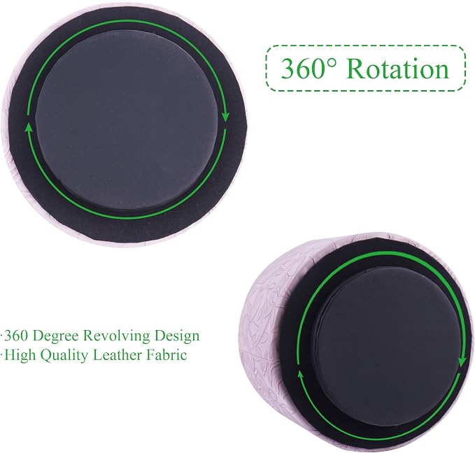 Round Leather Art Supply Organizer,Remote Control Holder,360 Degree Spinning,Multi-Functional Pencil Holder,4 Compartments Desktop Stationary Organizer(1-Carved Purple)