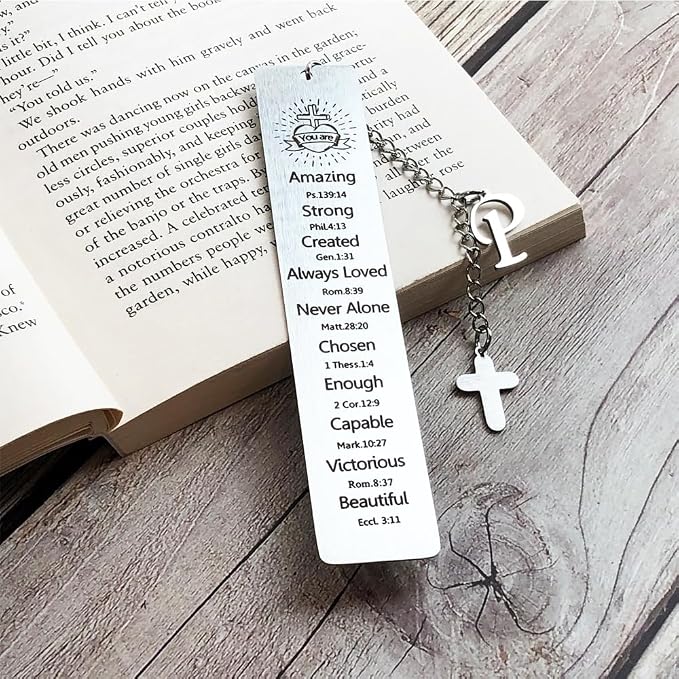 Bible Bookmark for Women Book Lovers Sister Christian Book Marker Gifts for Reader Teens Girls Baptism Birthday Christmas Gift for Coworker Students Bookish Easter Gifts (Silver-P)