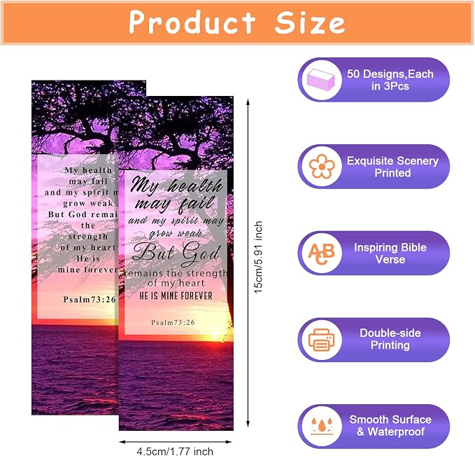 150Pcs Bible Bookmarks, Inspirational Christian Bookmarks Double Sided Scripture Book Markers Encouraging Bible Verse Book Mark for Reading Women Men Religious Prayer Father's Day Christian Gifts