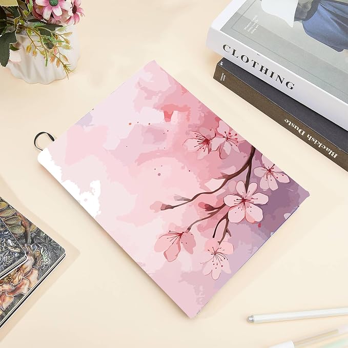 CRASPIRE Blossom Stretchable Book Cover Cherry Blossom Pink Flower Washable Reusable Large Nylon Book Protector Elastic Notebook Wraps Suitable for Most Hardcover Books Classroom Student