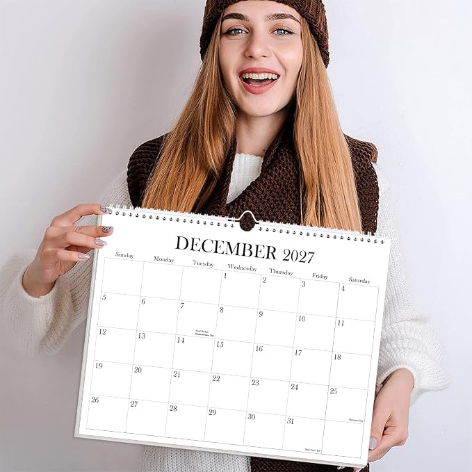 Calendar 2026-2027 - Wall Calendar from July 2026 to December 2027, 2026-27 Wall Hanging Calendar Planner with Thick Paper, 12" x 14.5", Black