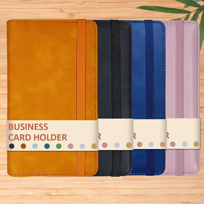 Leather Professional Business Card Holder Book Organizer, 240 Card Slots Capacity Booklet, Premium PU Name Cards Storage Folder with Soft Cover, Credit Card Binder Holder for Men/Women (Dark Blue)