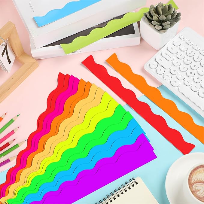Qeeenar 24 Pcs Magnetic Borders for Classroom Bulletin Board Borders Magnetic Whiteboard Classroom Strips for Office Chalkboard Decoration(Neon Color)