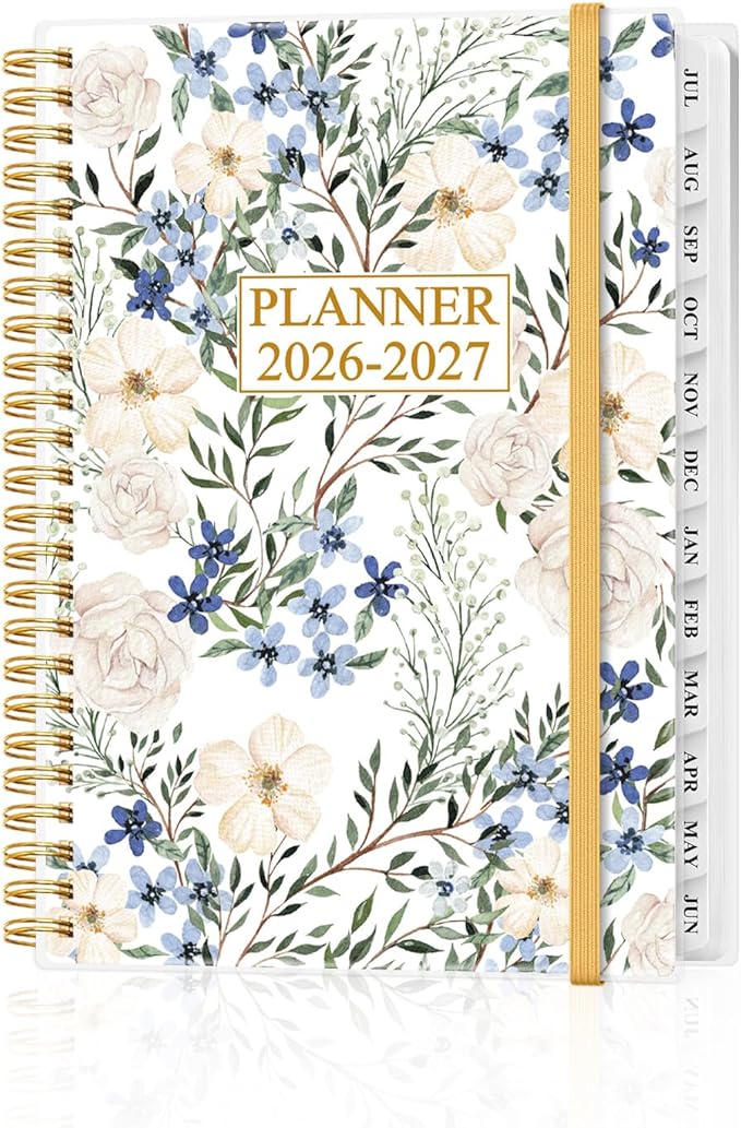 Academic Planner 2026-2027 - Weekly & Monthly Planner from July 2026 to June 2027, Agenda 2026 2027 with Inner Pocket, Elastic Band, 6.4" x 8.5", Crushed Flower