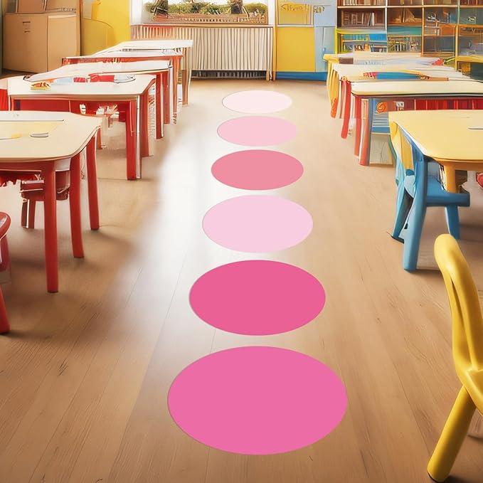 Lincia 24 Pack Colorful Erase Dots Circles 10.5 Inch Removable Vinyl Spot Dry Erase Desktop Writing Spots Set for 100th Day of School Classroom Table Teacher Students Home Desk Wall (Pink Colors)