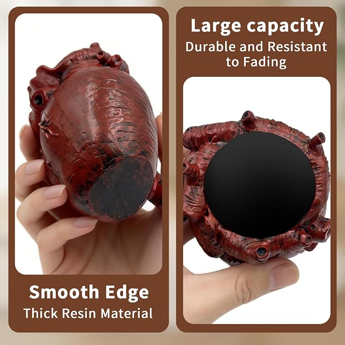 Anatomical Heart Pencil Holder, Resin Organ-Shaped Pen Cup Desk Organizer Decor, Makeup Brush Holder, Compact Desk Accessories Gift, Pen Holder for School, Office(RED)