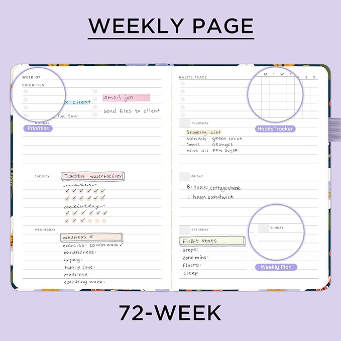 And Per Se Undated Weekly Planner 2026, A5 size Leather Hardcover Planner with Goals & Habit Tracker – ADHD Planner & Productivity Journal (Garden Flowers)