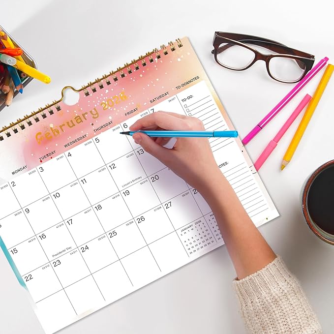 2026-2027 Wall Calendar - Includes January 2026 to June 2027, 18-Month Paper Wall Calendar 11 x 8.5 Inches.Thick Paper with Julian Dates and Block for New Year and Christmas Holidays To-dos ＆ Notes (J)