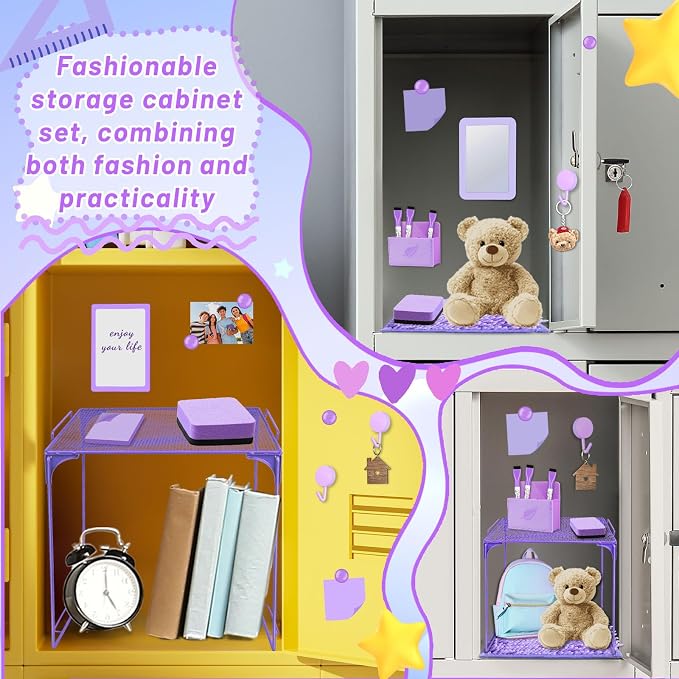 Denylo pro Purple Magnetic Locker Accessories Kit Purple Back to School Essentials Locker Organizer Supplies Include Back to School Essentials
