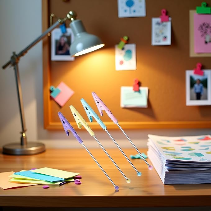 4Pcs Multicolor Metal Alligator Clips - Long Tail Photo Holder and Card Clamps | 14.1x1.2cm Memo Clips for Desk Organizing,Workspace Accessories, Office Supplies