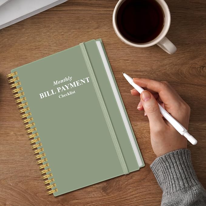 Monthly Bill Organizer - Monthly Bill Payment for Personal Budgeting Financial, Payments Checklist Organizer, 5.8" x 8.5", Green