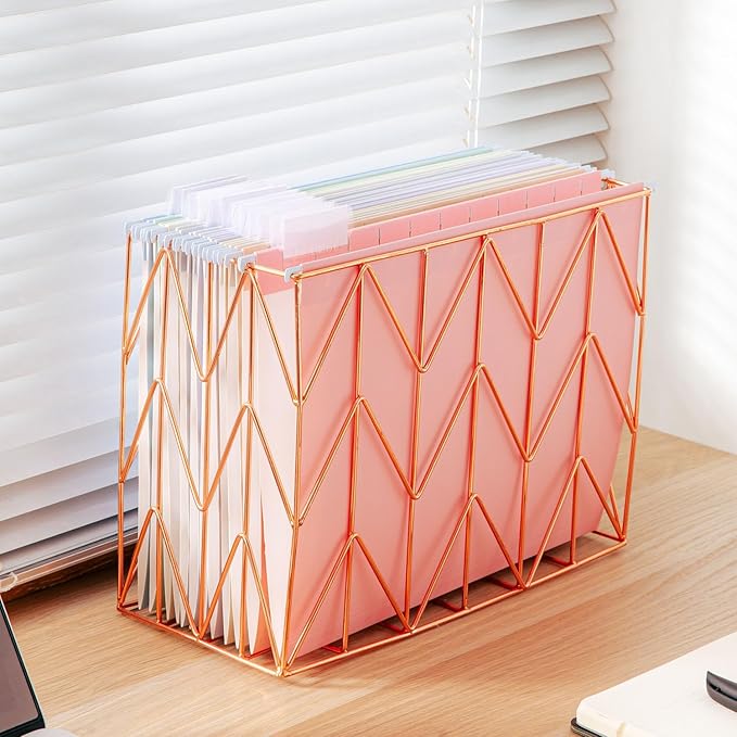 48 Pack Hanging File Folders Letter Size with 1/5 Cut Adjustable Tabs File Folder for Filing Cabinet Reinforced Hanging Folders Design for Home School Office, Macaroon Design