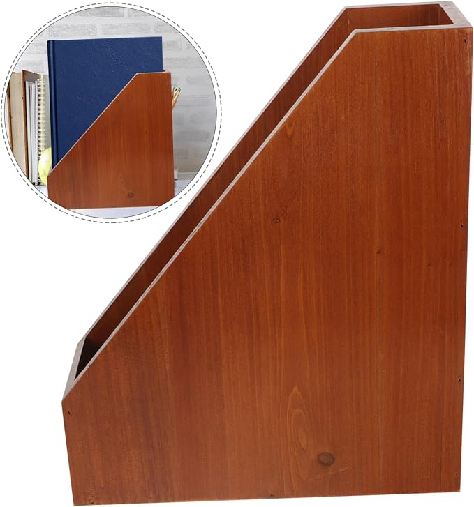 Cabilock Wooden Desk Organizer Lidless Wooden Storage Box for Office Home Capacity File Organizer for Sundries Supplies and Documents Sturdy Solid Wood Construction Clutter Desktop