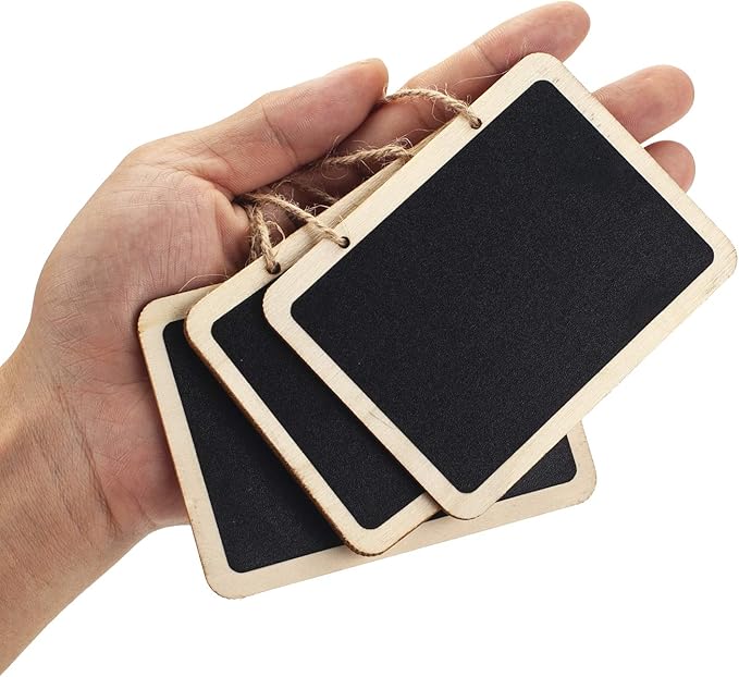 16 Pack Chalkboard Tags for Baskets Message Board Signs with String, Hanging Labels Chalkboard Signs Mini Erasable Chalkboard Labels, Food Labels, Wedding Parties, Price Message Tags