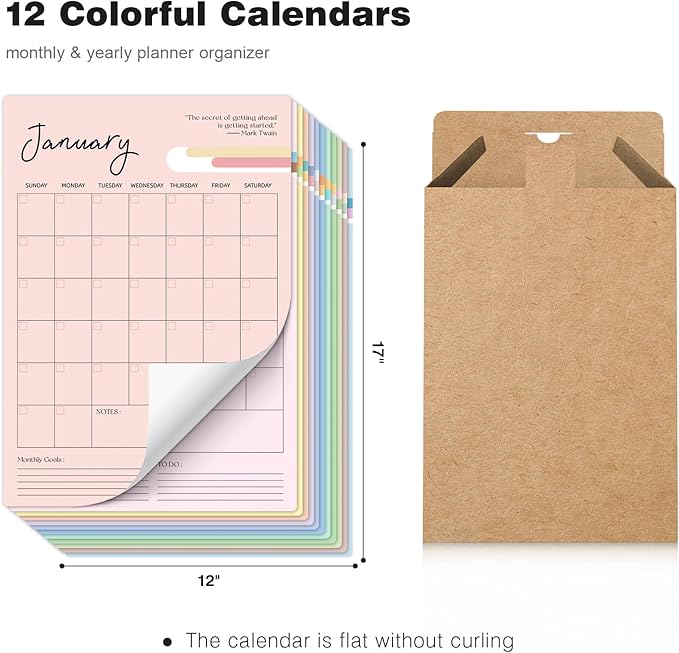 Ospelelf Undated Dry Erase Wall Calendar 12 Month, 12" x 17" Laminated Calendar Monthly Office Calendar 2026, 12 Sheets